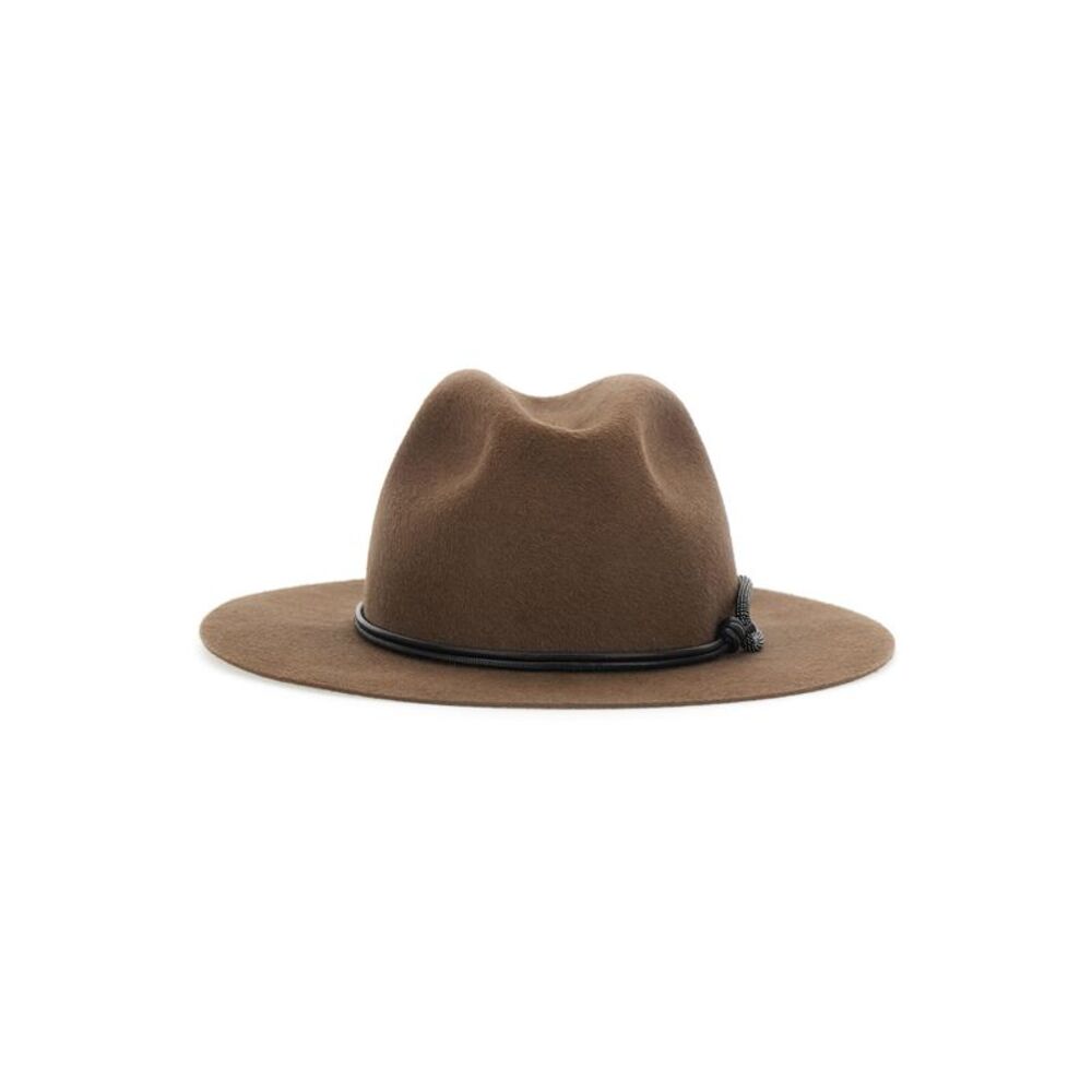 Brunello Cucinelli Women Brown Hat With Applied Monile Band In Felt For Women